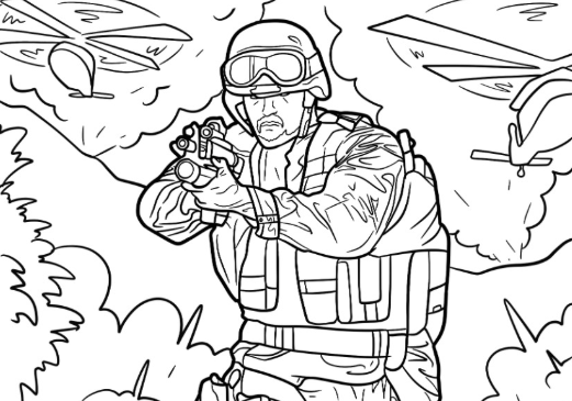 soldier inside cave coloring page printable